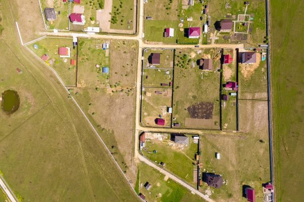 Bird perspective of village. View from the top